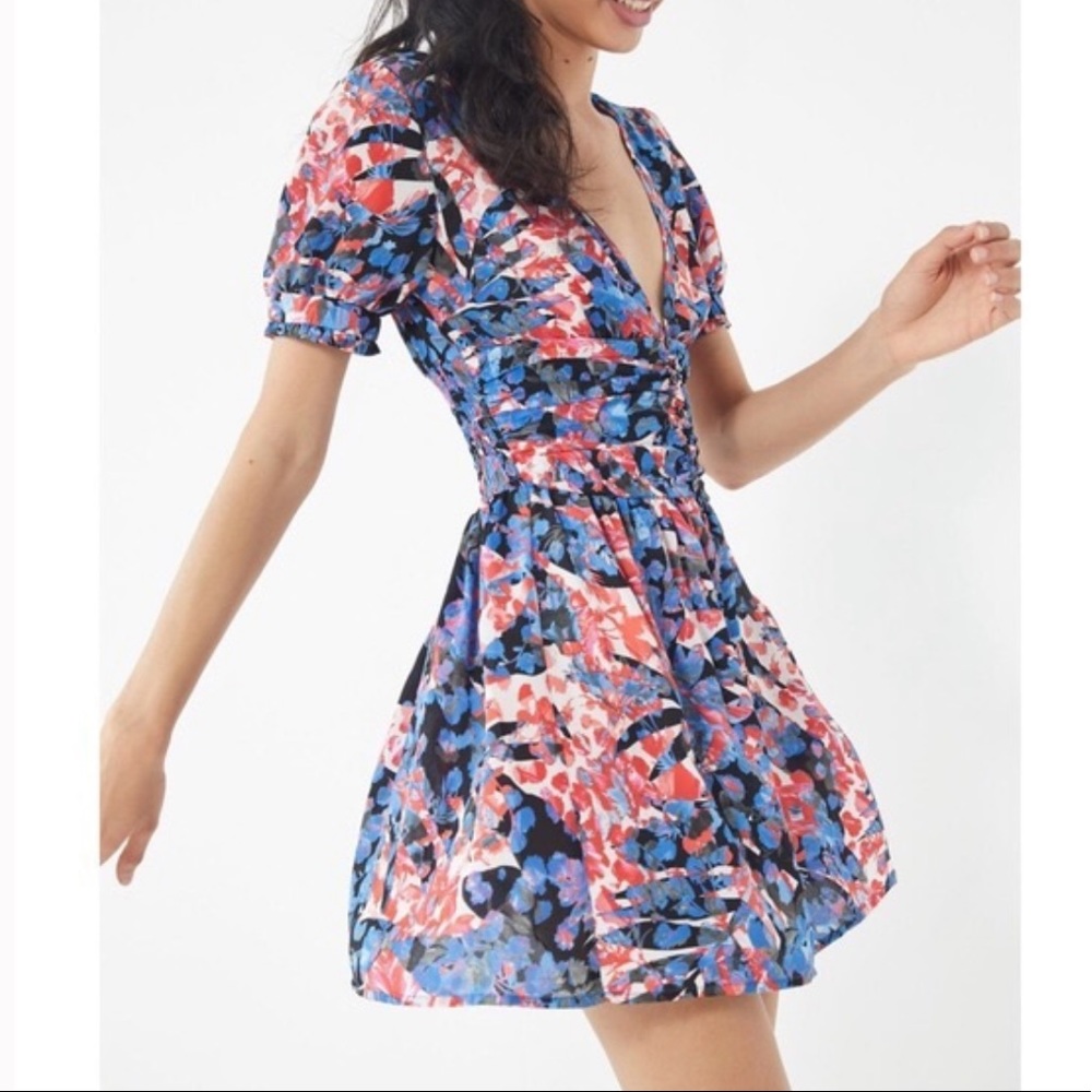 Urban Outfitters Emmy ruched short sleeve dress NWT
